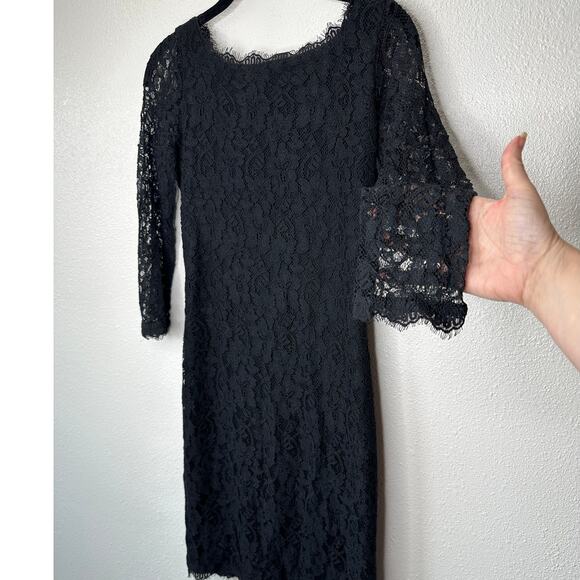 Diane von Furstenberg Black Zarita Stretch Lace Shift Dress 4 - Picture 3 of 16
